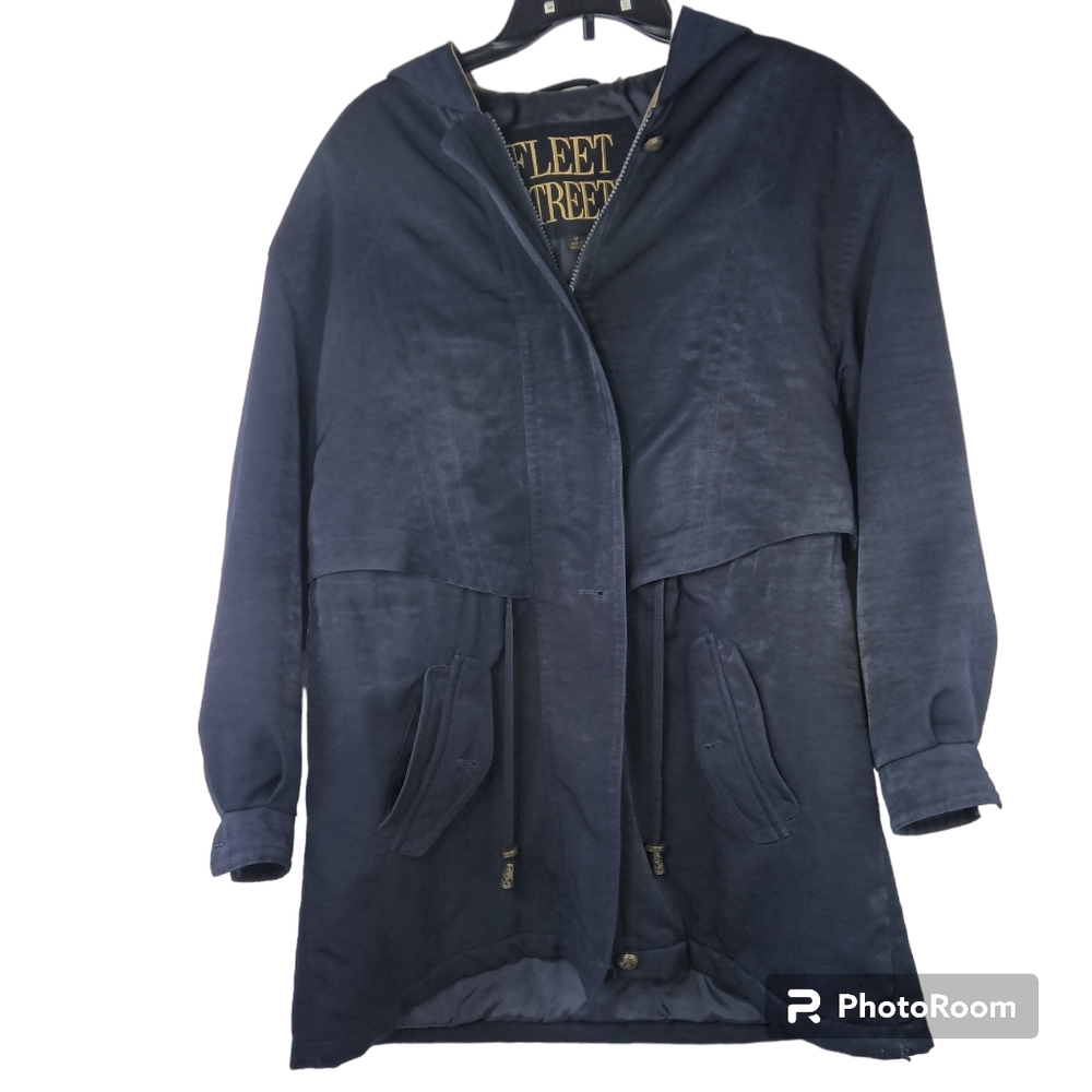 Vintage Women's Fleet Street Coat Size Medium Draw String Waist Blue